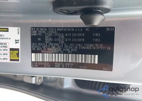 2023 Toyota Corolla Cross Xle z USA, uszkodzony, nr VIN 7MUDAAAG0PV057750